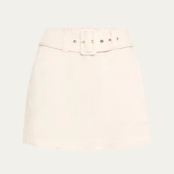 RAMY BROOK Dara Mini Skirt Elegant Cream White Skirt {$295} Wide Belt Gold Med - Picture 2 of 8